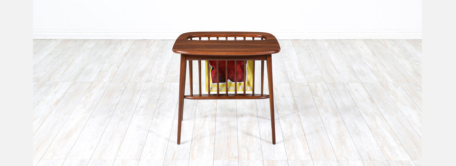 Arthur Umanoff Walnut Spindle Side Table with Magazine Rack for Washington Woodcraft 