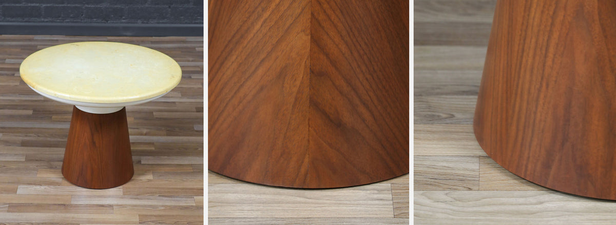 Frank Rohloff Tulip Marble & Walnut Side Table for Brown Saltman 