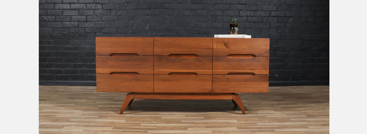Mid-Century Californian Modern Sculpted Walnut Dresser 