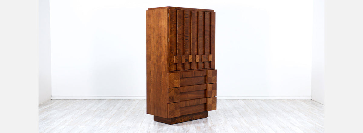 Mid-Century Modern "Stacatto" Geometric Highboy by Lane Furniture