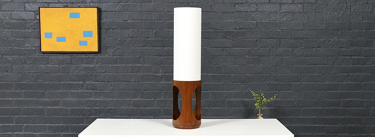 Arthur Jacobs Korina Wood Cylinder Table Lamp for Modeline of California