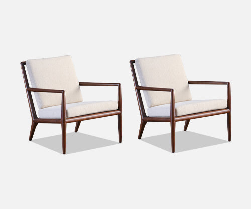 T.H. Robsjohn-Gibbings Boucle Lounge Chairs for Widdicomb