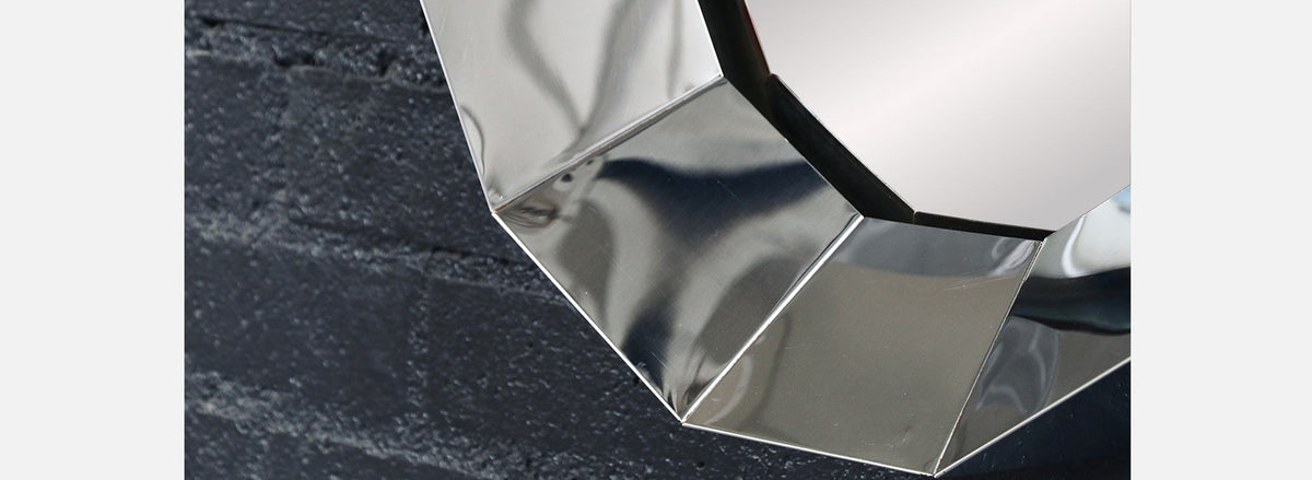 Vintage Curtis Jere Faceted Chrome Geometric Mirror for Artisan House