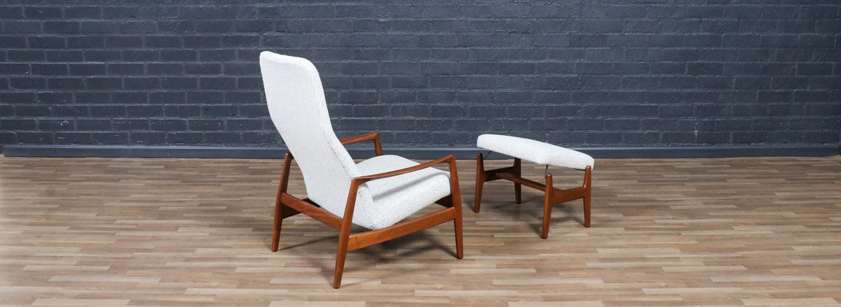 Folke Ohlsson Model-1032 Reclining Chair w/ Ottoman for Dux