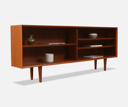 Danish Teak Bookcase w/ Glass Sliding Doors