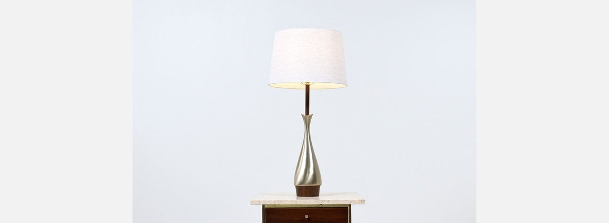 Mid-Century Modern Sculpted Brass Table Lamp by Laurel