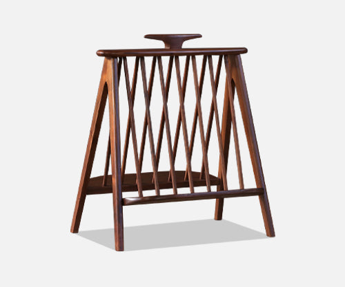 Arthur Umanoff Walnut Sculpted Magazine Rack for Washington Woodcraft 