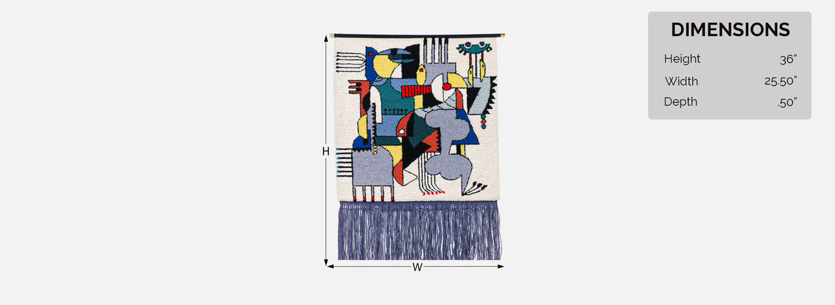 Mid-Century Modernist Picasso Cubist Style Wall Hanging Tapestry Art