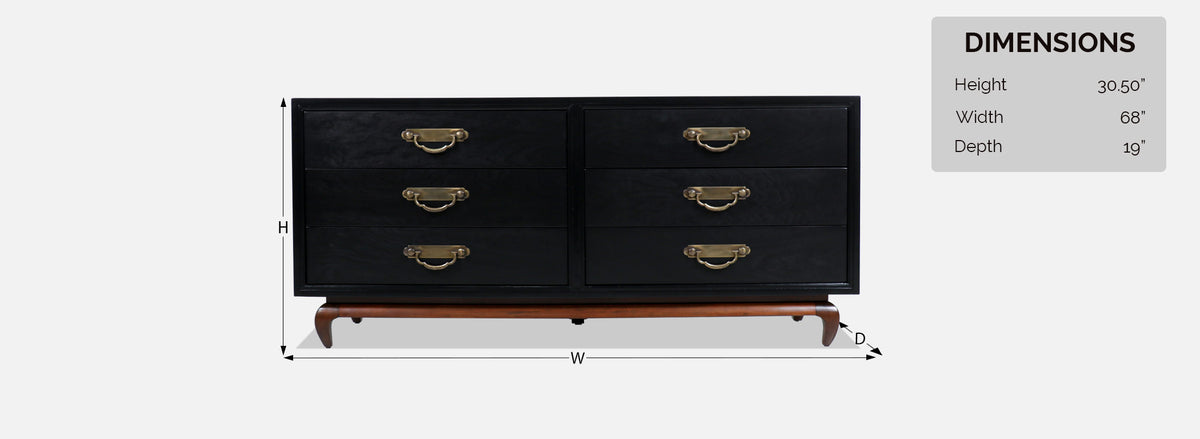 Mid-Century Modern Ebonized Dresser by American of Martinsville 