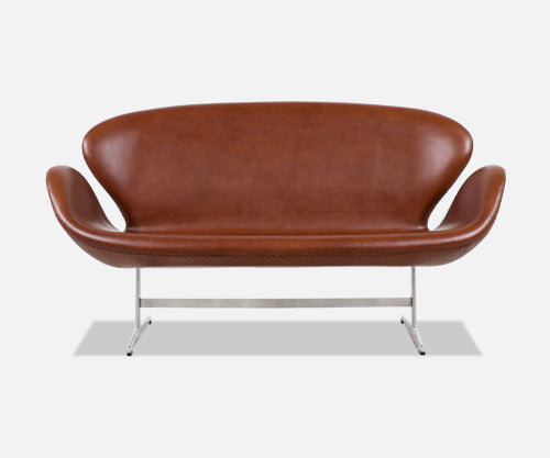 Vintage Cognac Leather Swan Sofa by Arne Jacobsen for Fritz Hansen 