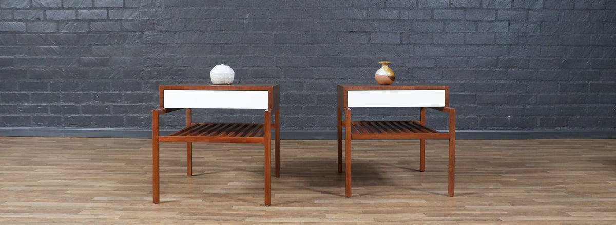 California Modern Slatted Walnut Side Tables by John Keal