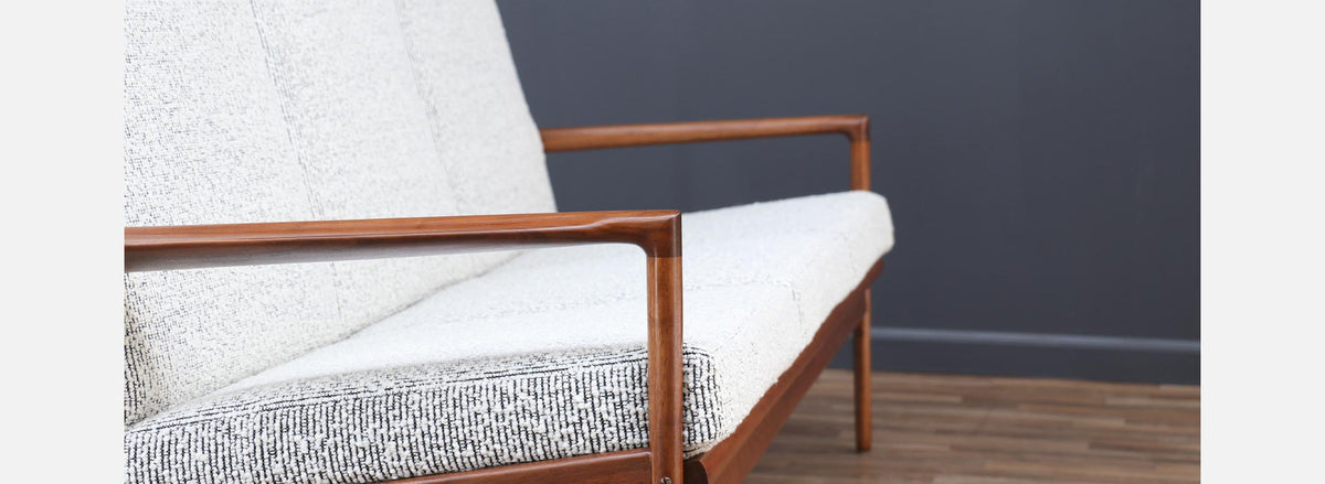 Ib Kofod-Larsen Sculpted Exoskeleton Walnut Sofa for Selig