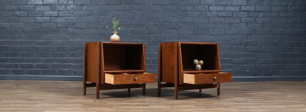 Kipp Stewart "Declaration" Walnut Floating Nightstands by Drexel