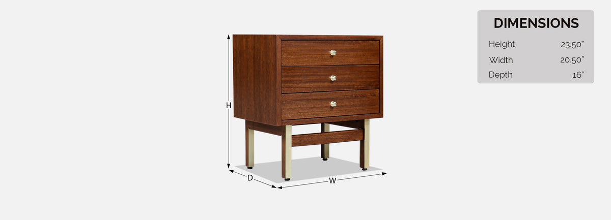 American of Martinsville Night Stands with Brass Accents