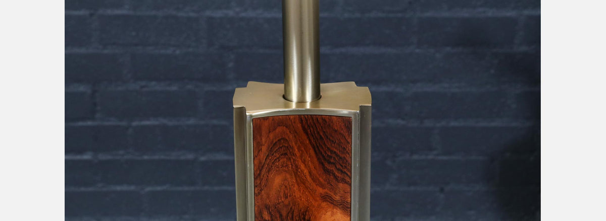 Laurel Sculptural Rosewood & Brass Table Lamp