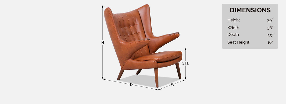Hans J. Wegner Cognac Leather “Papa Bear” Chair with Ottoman for A.P. Stolen Møbler