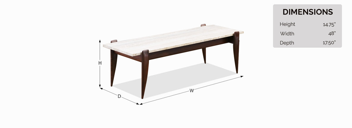 Gio Ponti Sculpted Walnut & Travertine Coffee Table for Singers & Sons