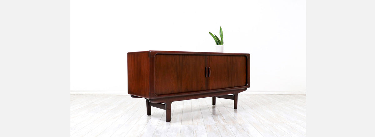 Danish Modern Rosewood Tambour-Door Credenza by Dyrlund