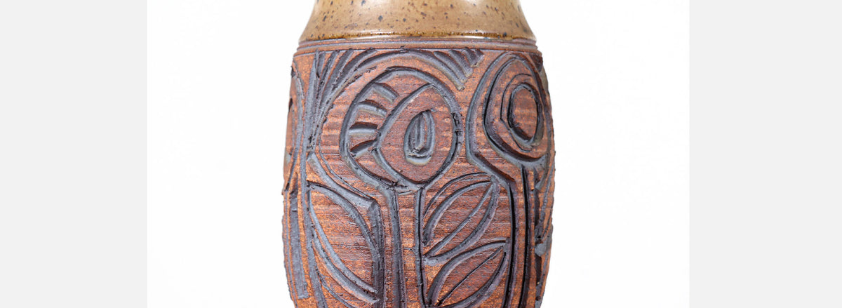California Modern Studio Pottery Ceramic Stoneware Vase by Bruce Tomkinson