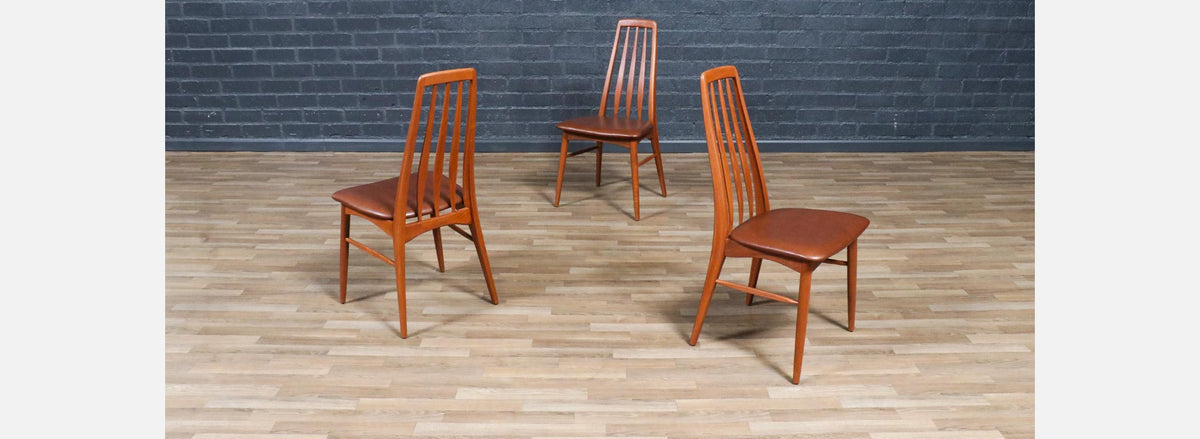 Niels Koefoed "Eva" Teak & Leather Dining Chairs for Koefoeds Hornslet