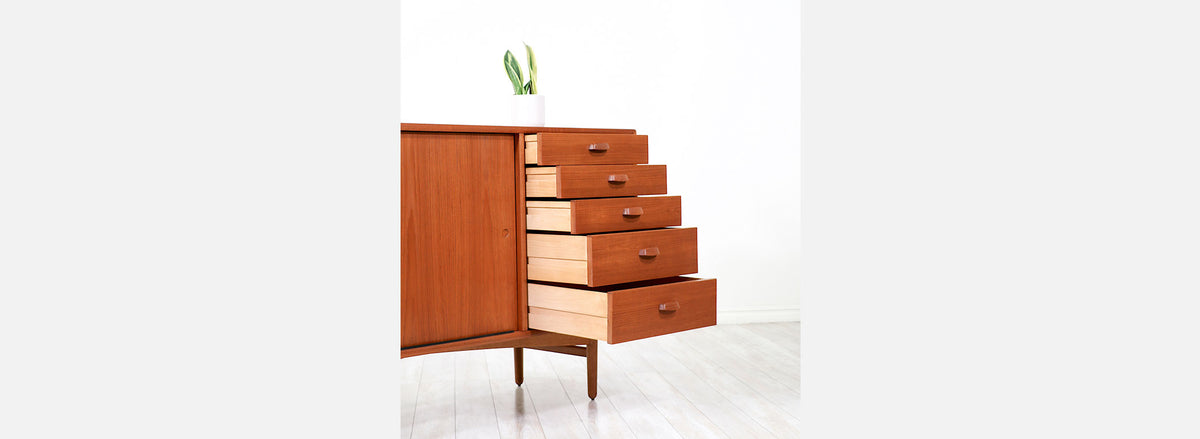 Svend Age Hansen Teak & Oak Credenza with Drawers for Naestved Møbelfabrik