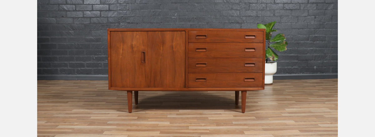 Carlo Jensen Bi-Folding Door Walnut Credenza for Hundevad & Co.