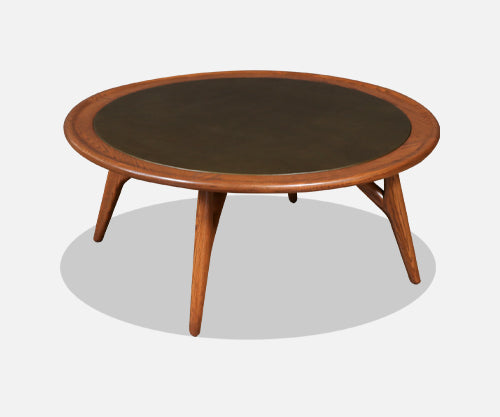 Jack Van der Molen Sculpted Oak & Leather Top Coffee Table