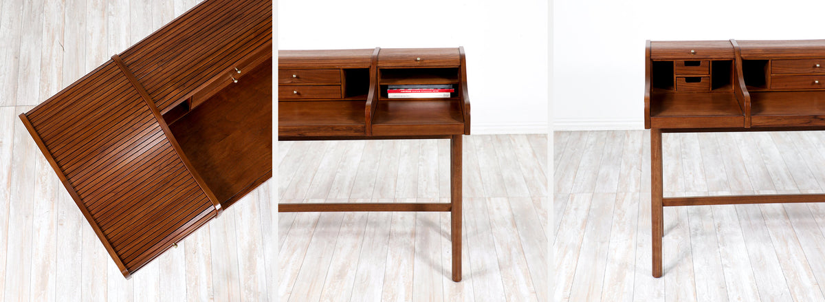 Mid-Century Modern Tambour-Door Desk by Drexel