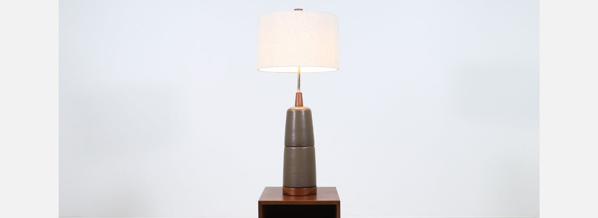 Gordon & Jane Martz Olive Green Ceramic Table Lamp for Marshall Studios