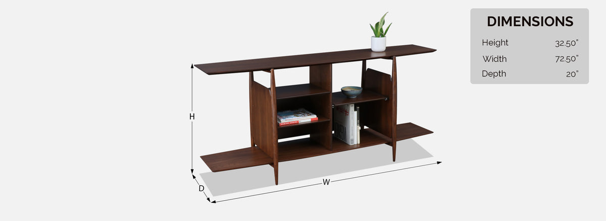 Mid-Century Modern Sculpted Walnut Tier Bookshelf