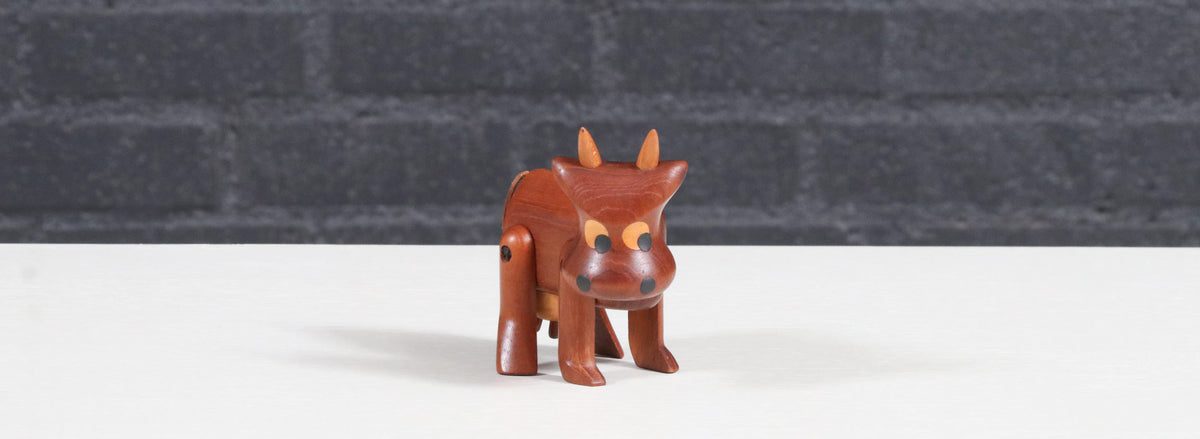 Danish Modern Teak Cow Figurine Sculpture by Sveistrup