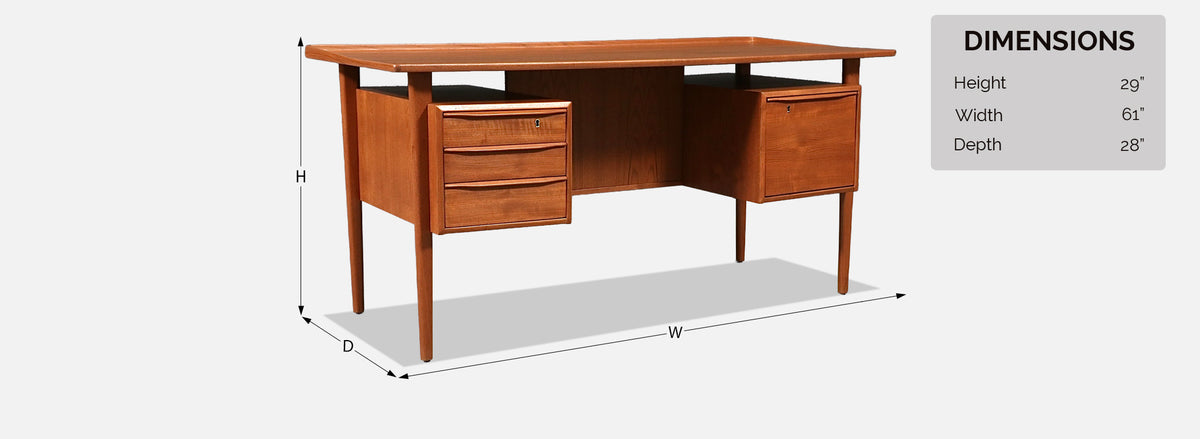 Danish Modern Floating-Top Desk by Peter Lovig Nielsen