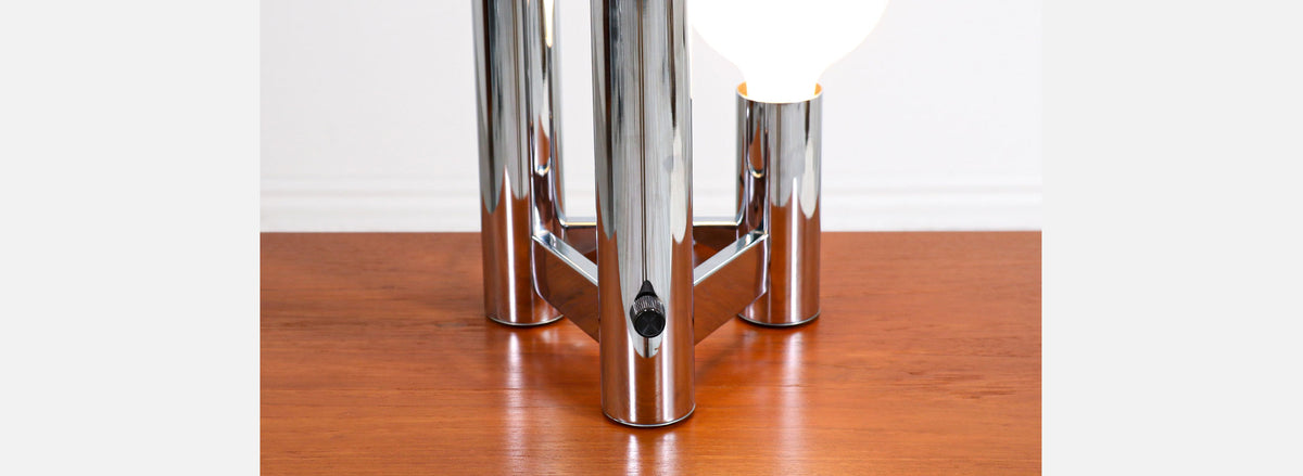 Mid-Century Modern Chrome Tier Globe Table Lamp