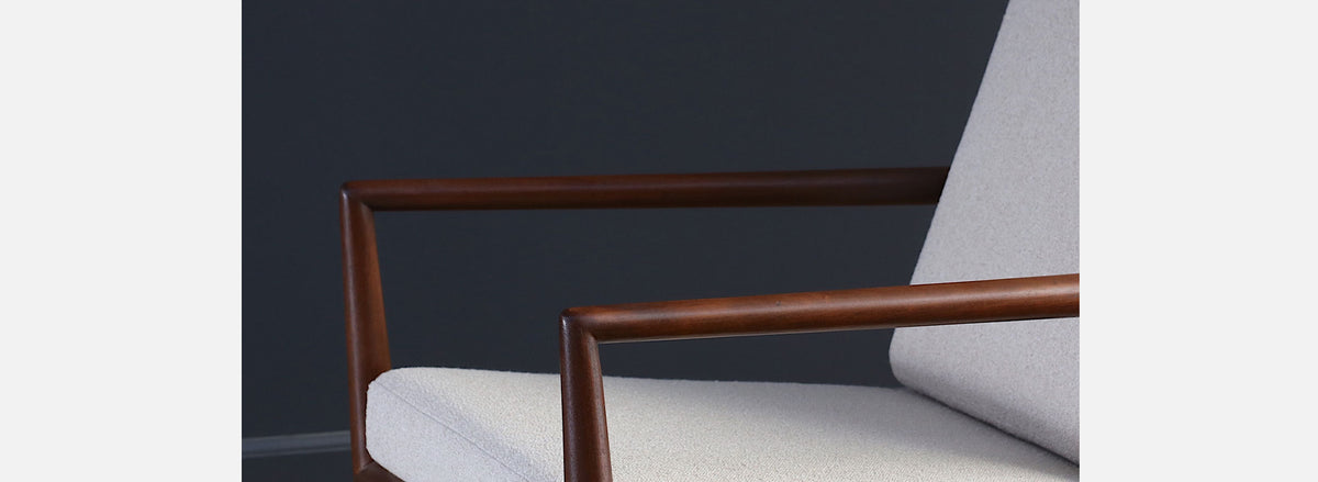 T.H. Robsjohn-Gibbings Boucle Lounge Chairs for Widdicomb
