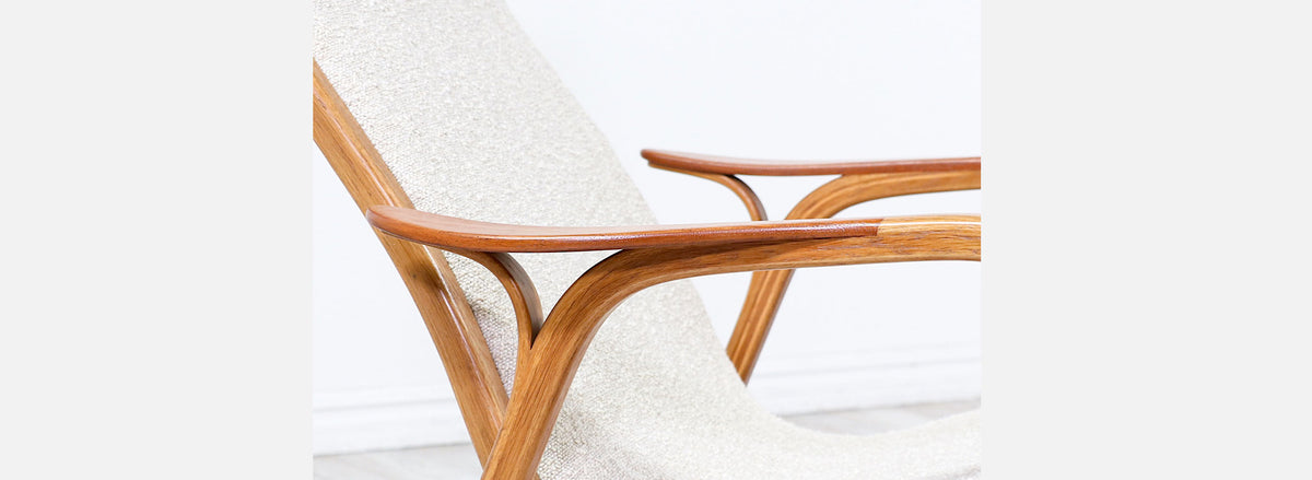 Yngve Ekstrom "Lamino" Sculpted Oak Lounge Chair with Ottoman for Swedese