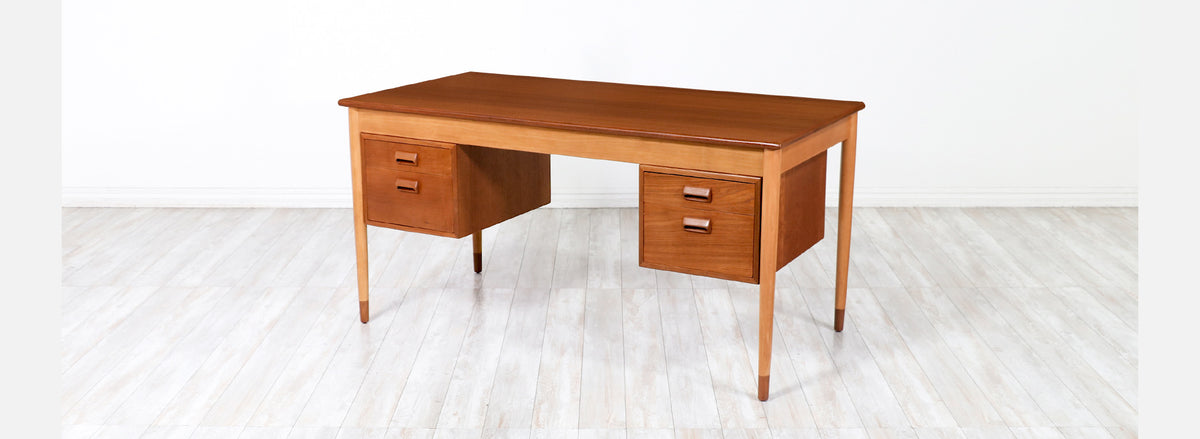 Børge Mogensen Teak & Oak Executive Desk for Søborg Møbler