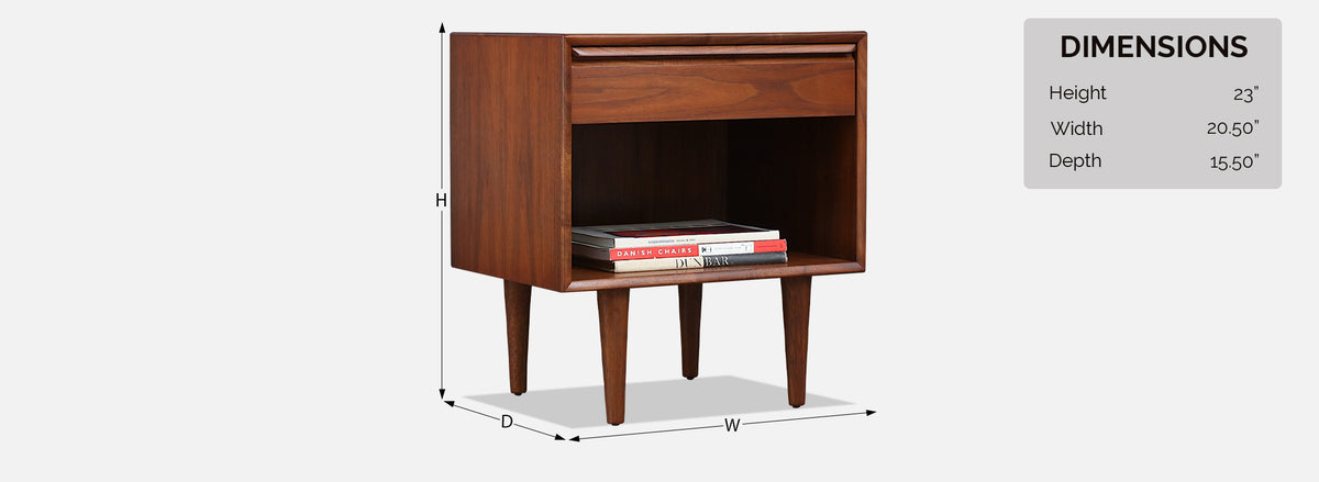 Mid-century Single Walnut Night Stand by Westnofa