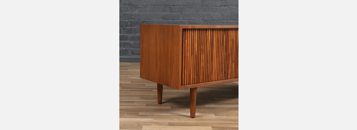 Low Profile Milo Baughman Tambour-Door Credenza for Glenn of CA