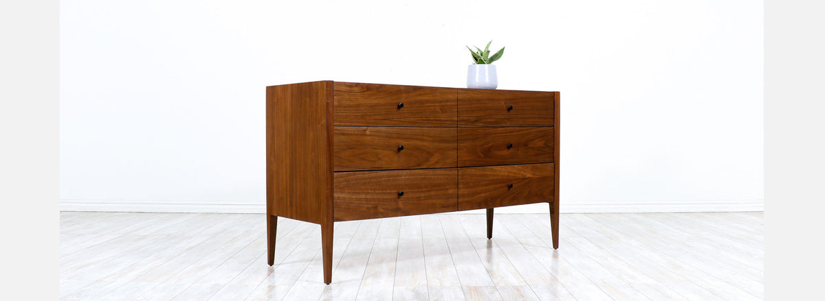 Mid-Century Modern 6-Drawer Walnut Dresser