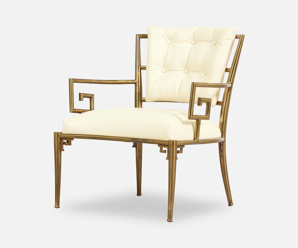 Warren Lloyd "Key Scroll" Brass Lounge Chair for Mastercraft 