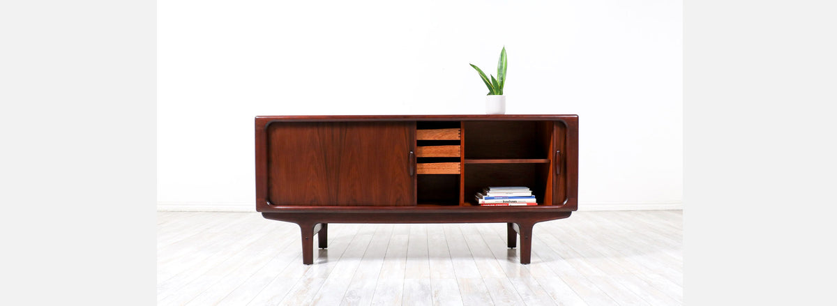 Danish Modern Rosewood Tambour-Door Credenza by Dyrlund