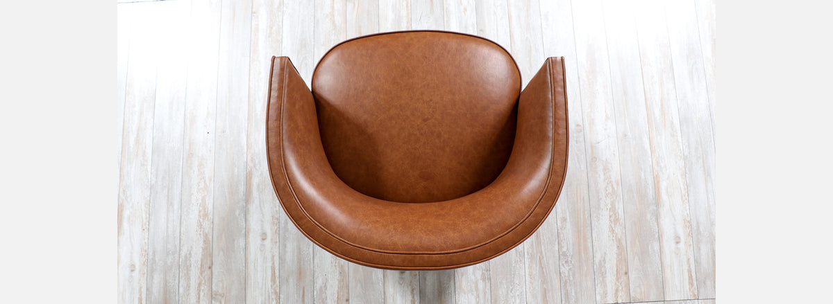 Milo Baughman Swivel Cognac Leather Tub Chair for Thayer Coggin