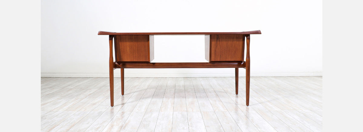 Danish Modern Executive Sculpted Teak Desk by Peter Lovig Nielsen