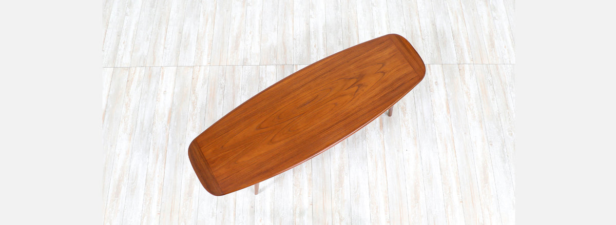 Arne Hovmand-Olsen Floating-Top Surfboard Teak Coffee Table for Mogens Kold