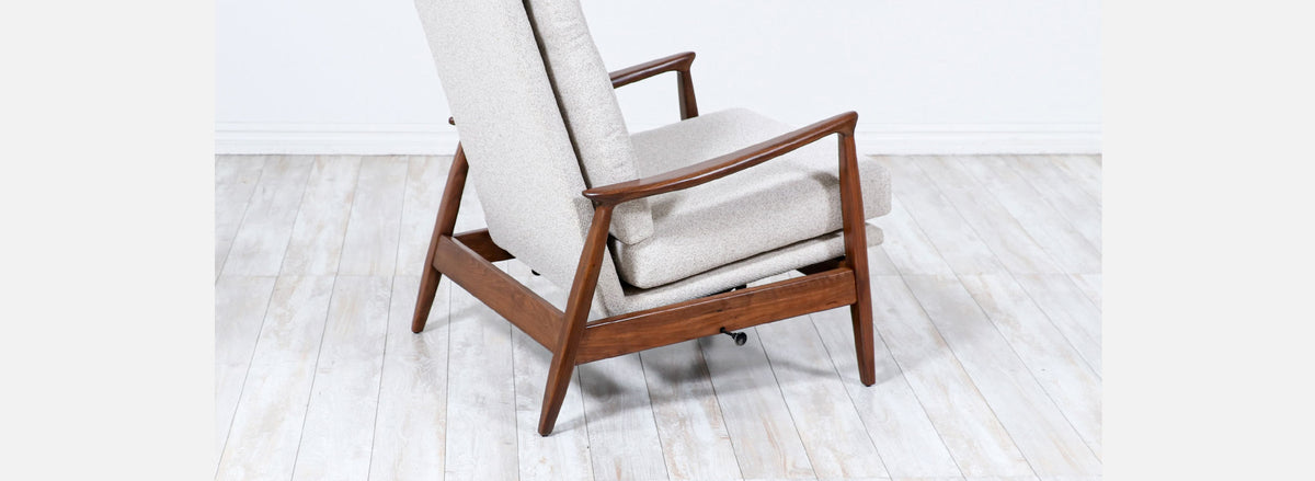 Mid-Century Modern Reclining Lounge Chair with Ottoman by Milo Baughman