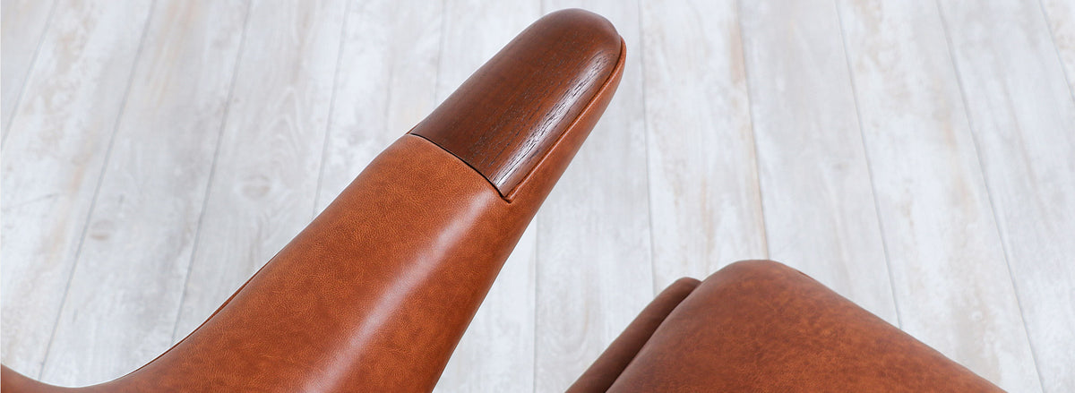 Hans J. Wegner Cognac Leather “Papa Bear” Chair with Ottoman for A.P. Stolen