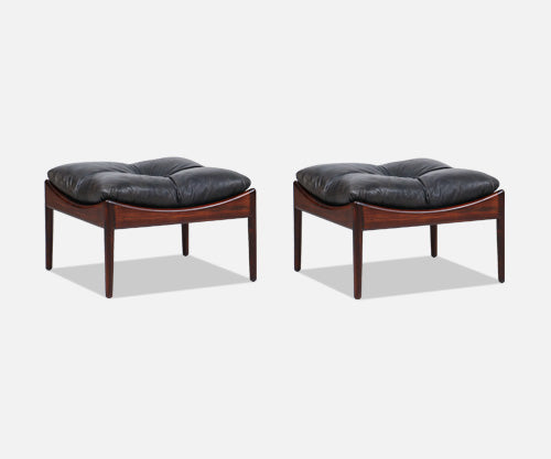 Kristian Vedel Rosewood & Leather Stools for Søren Willadsen