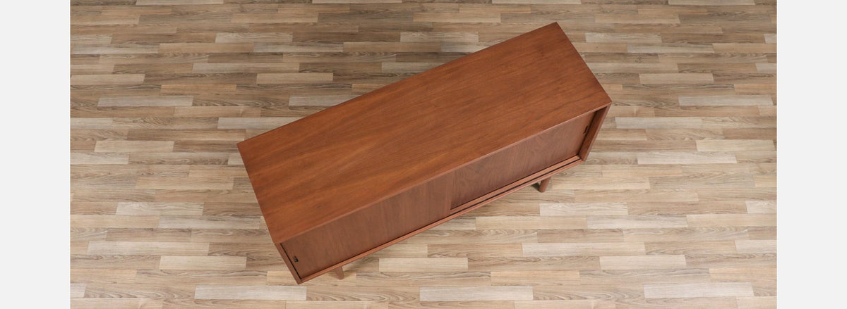 Custom Made Walnut Credenza w/ Sliding Doors by Danish Modern LA