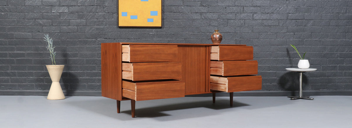 Danish Modern Tambour-Door Teak Dresser by Danflex Systems