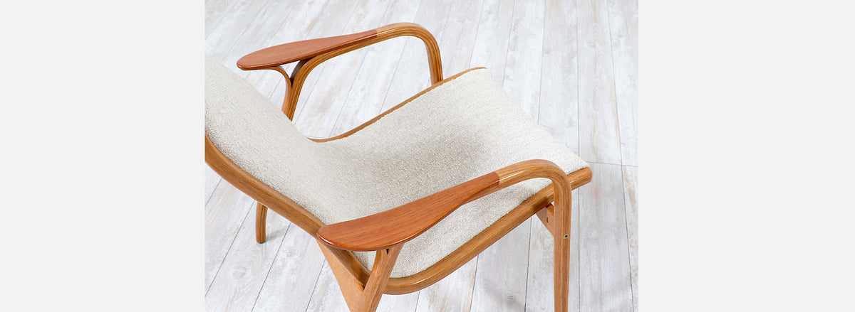 Yngve Ekstrom "Lamino" Sculpted Oak Lounge Chair with Ottoman for Swedese